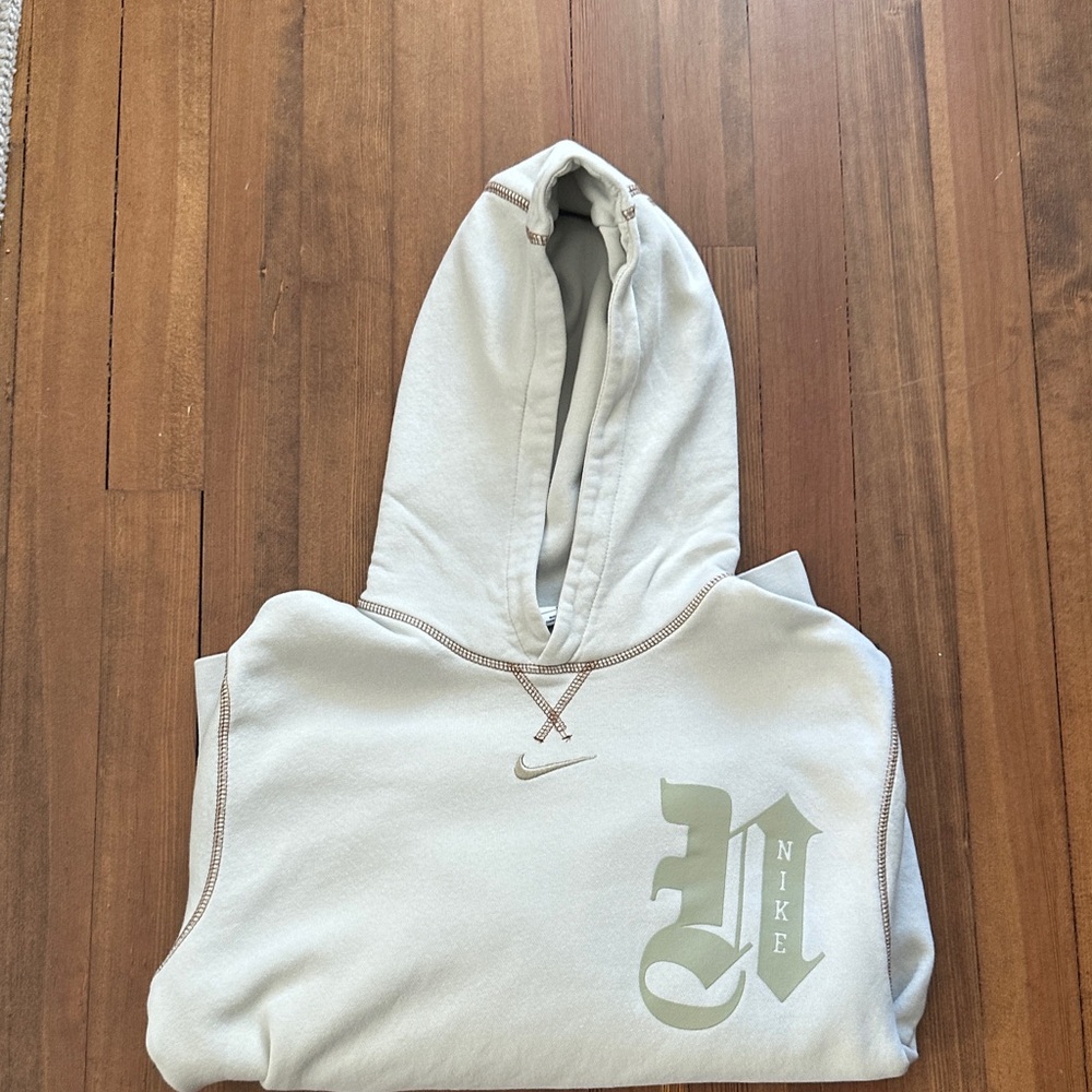 Nike Sage Green Pullover Hoodie with Stylized Logo